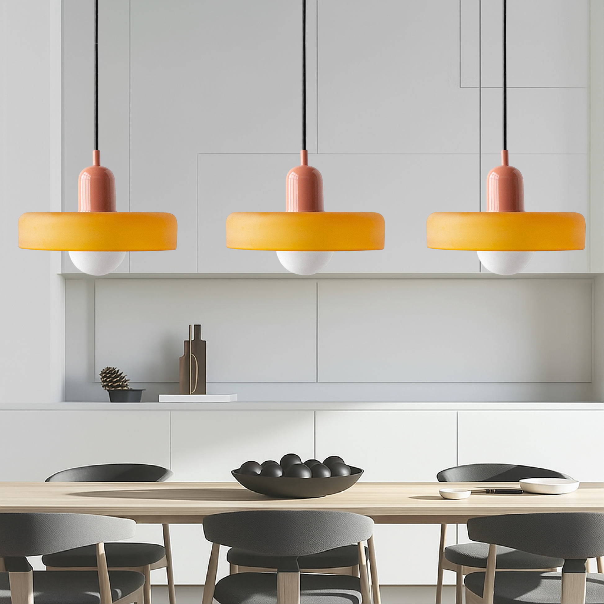 3-head Bauhaus Colored Glass Pendant Lamp 4