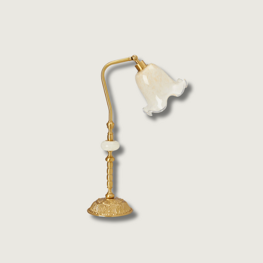 BrassAura – Lampada da Tavolo Floreale Vintage