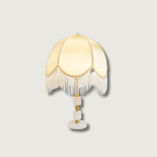 MarbleCharm – Lampada da Tavolo Rustica con Accento a Nappa