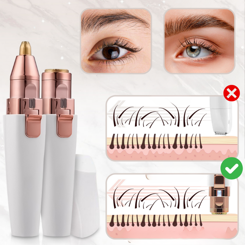 FlawlessBrow – Dual-Trimmer für Augenbrauen und Gesicht im weißen Design