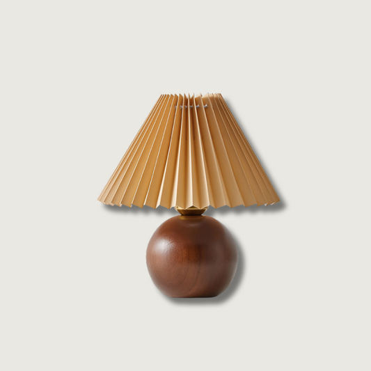 SiennaGlow - Lampada da Tavolo con Design in Legno e Tessuto