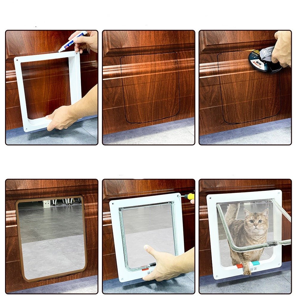 SafeFold - Versatile Folding Door with 4-Way Cat Flap & Security Closure-2