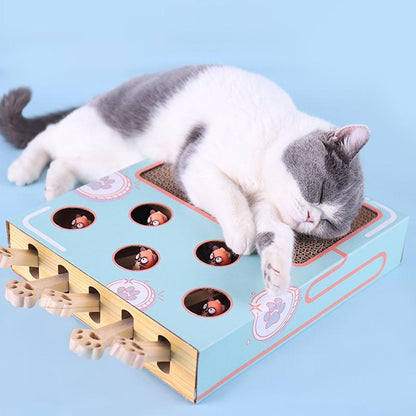 3-in-1 Interactive Cat Playground with Scratching Post, Eco-Friendly Cardboard Design, Space-Saving Toy for Active Play-4