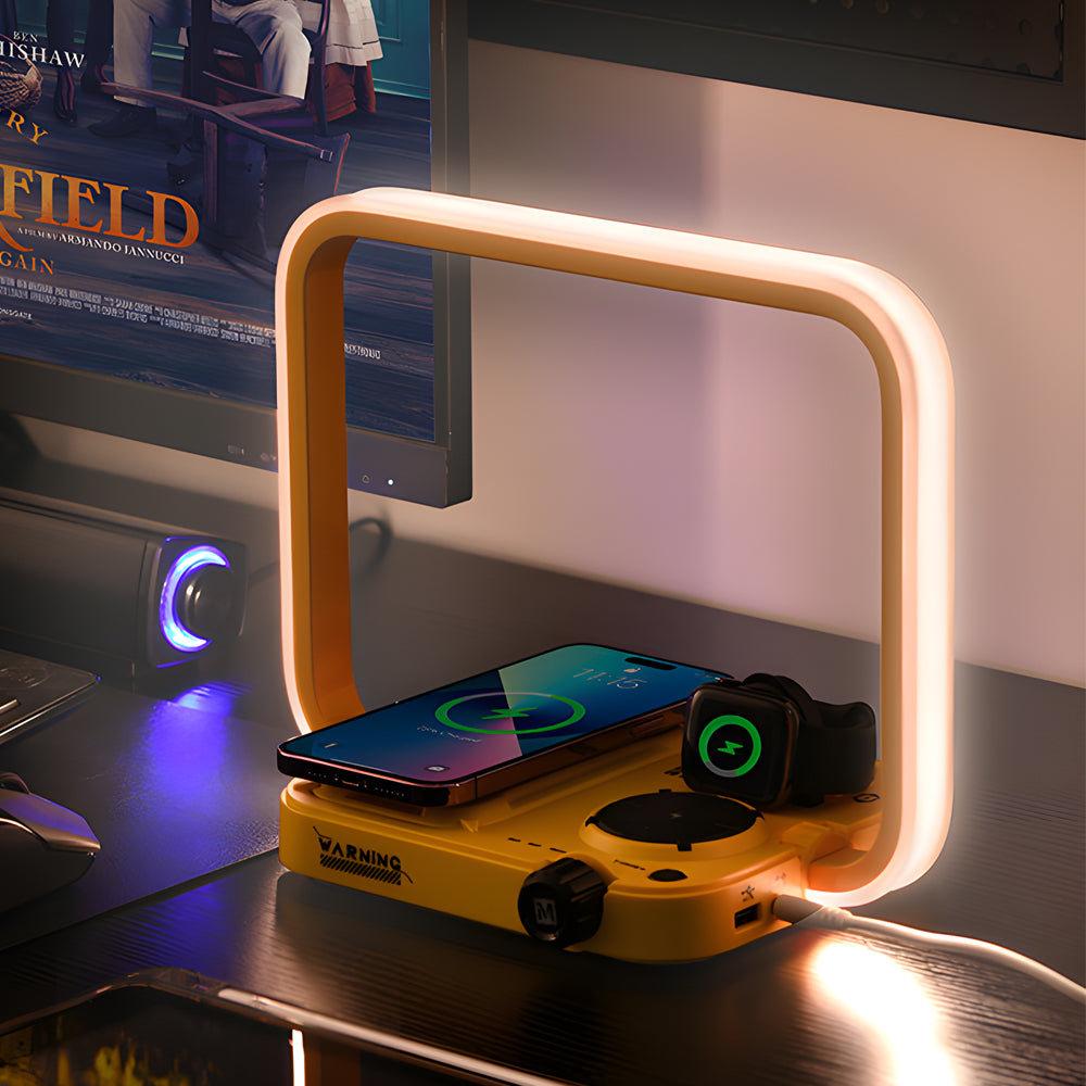 GlowSync - Lampada da tavolo con ricarica wireless RGB multifunzionale