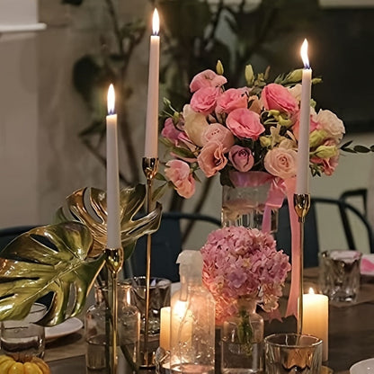 MajesticFlicker – Sophisticated Black and Gold Candelabra Set for Elegant Events