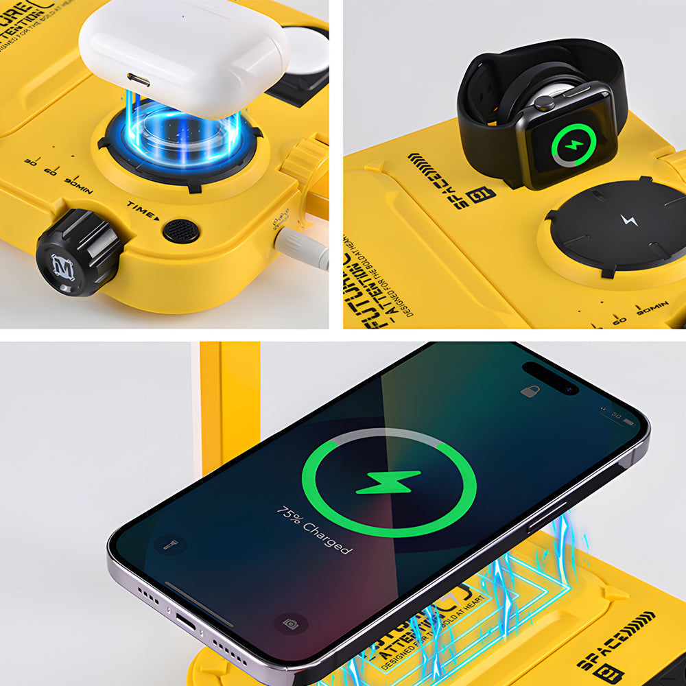 GlowSync - Lampada da tavolo con ricarica wireless RGB multifunzionale