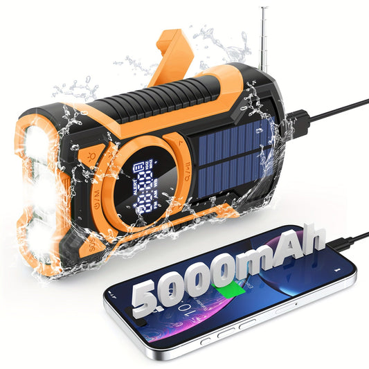 All-in-One Emergency Radio with Hand Crank, Solar Panel, Flashlight & USB Charger – Ideal for Camping and Outdoor Use-1