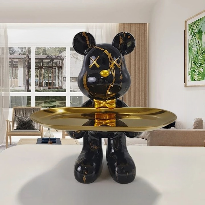 BearServe - Bjørn Skulptur med Bakke