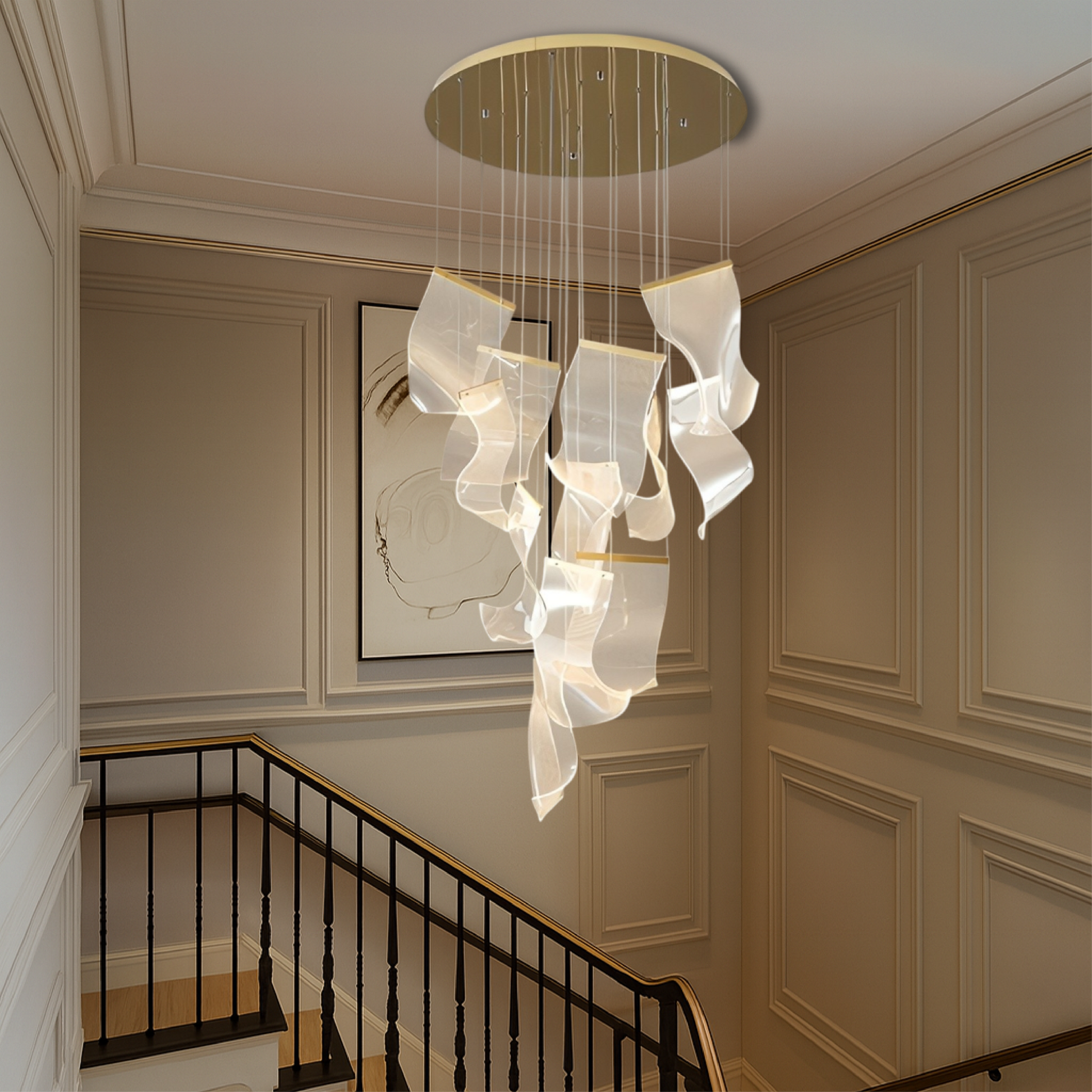 Acrylic Gold Stair Chandelier 1