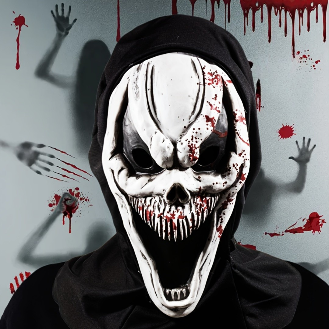 Adult Full Head Halloween Scary Mask | Skull Design Hooded 0