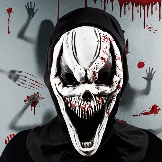 Adult Full Head Halloween Scary Mask | Skull Design Hooded 0