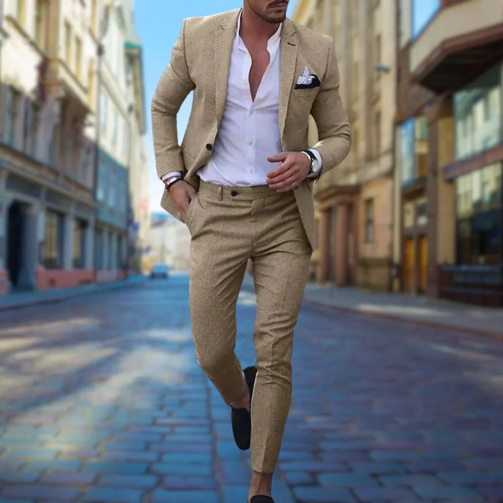 Victor Slim Fit Men's Linen Suit for Weddings & Formal Events-6