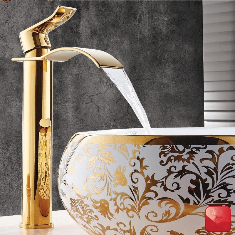 AquaElegance | Elegant Brass Waterfall Basin Mixer Tap for Bathroom Sink 1