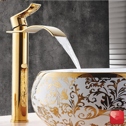 AquaElegance | Elegant Brass Waterfall Basin Mixer Tap for Bathroom Sink 1