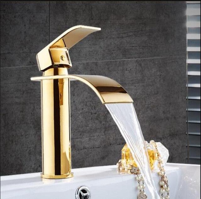 AquaElegance | Elegant Brass Waterfall Basin Mixer Tap for Bathroom Sink 10