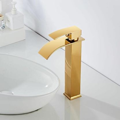 AquaElegance | Elegant Brass Waterfall Basin Mixer Tap for Bathroom Sink 6