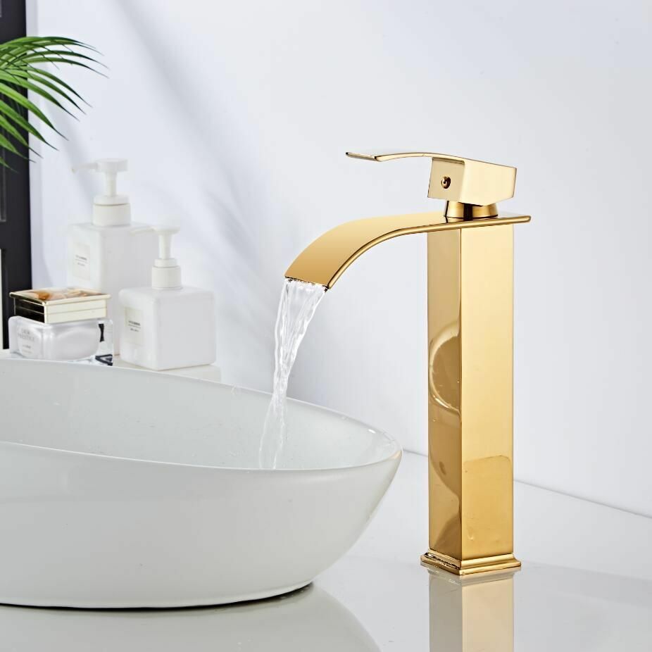 AquaElegance | Elegant Brass Waterfall Basin Mixer Tap for Bathroom Sink 7