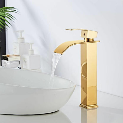 AquaElegance | Elegant Brass Waterfall Basin Mixer Tap for Bathroom Sink 7