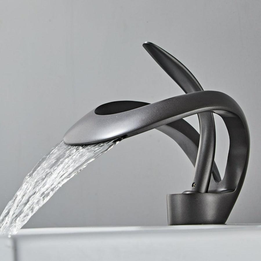AquaGold | Elegant Modern Brushed Gold Bathroom Sink Faucet 1