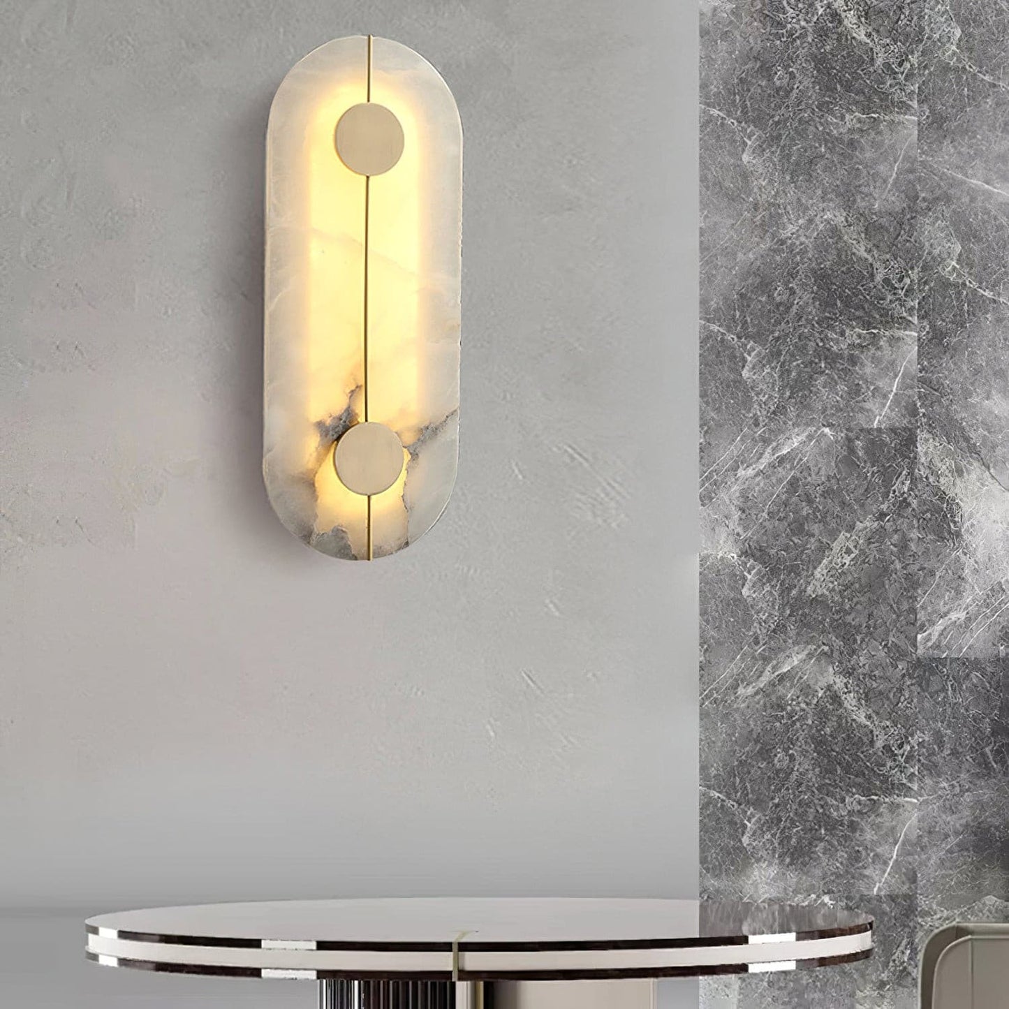 StoneLuxe – Lampa ścienna w stylu Art Deco z wyrafinowanym detalem kamiennym