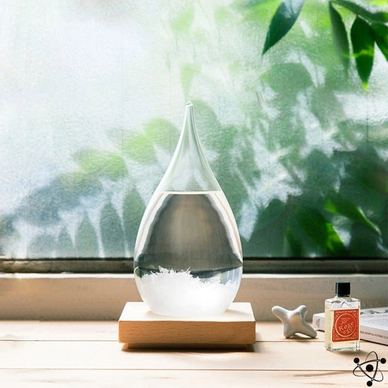 Atmosfera | Elegant Postmodern Glass Storm Weather Predictor with Wooden Base 1