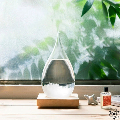 Atmosfera | Elegant Postmodern Glass Storm Weather Predictor with Wooden Base 1