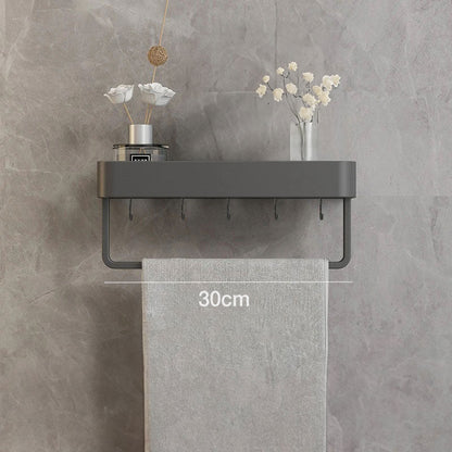AureaShelf | Stylish Gray Floating Bathroom Storage Shelves with No-Drill Installation 8