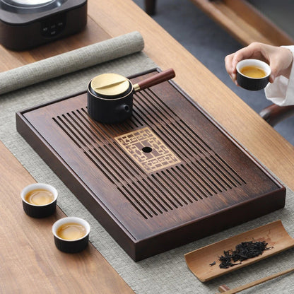 BambooCraft | Elegant Multi-Purpose Bamboo Tea Serving Tray with Drainage 1