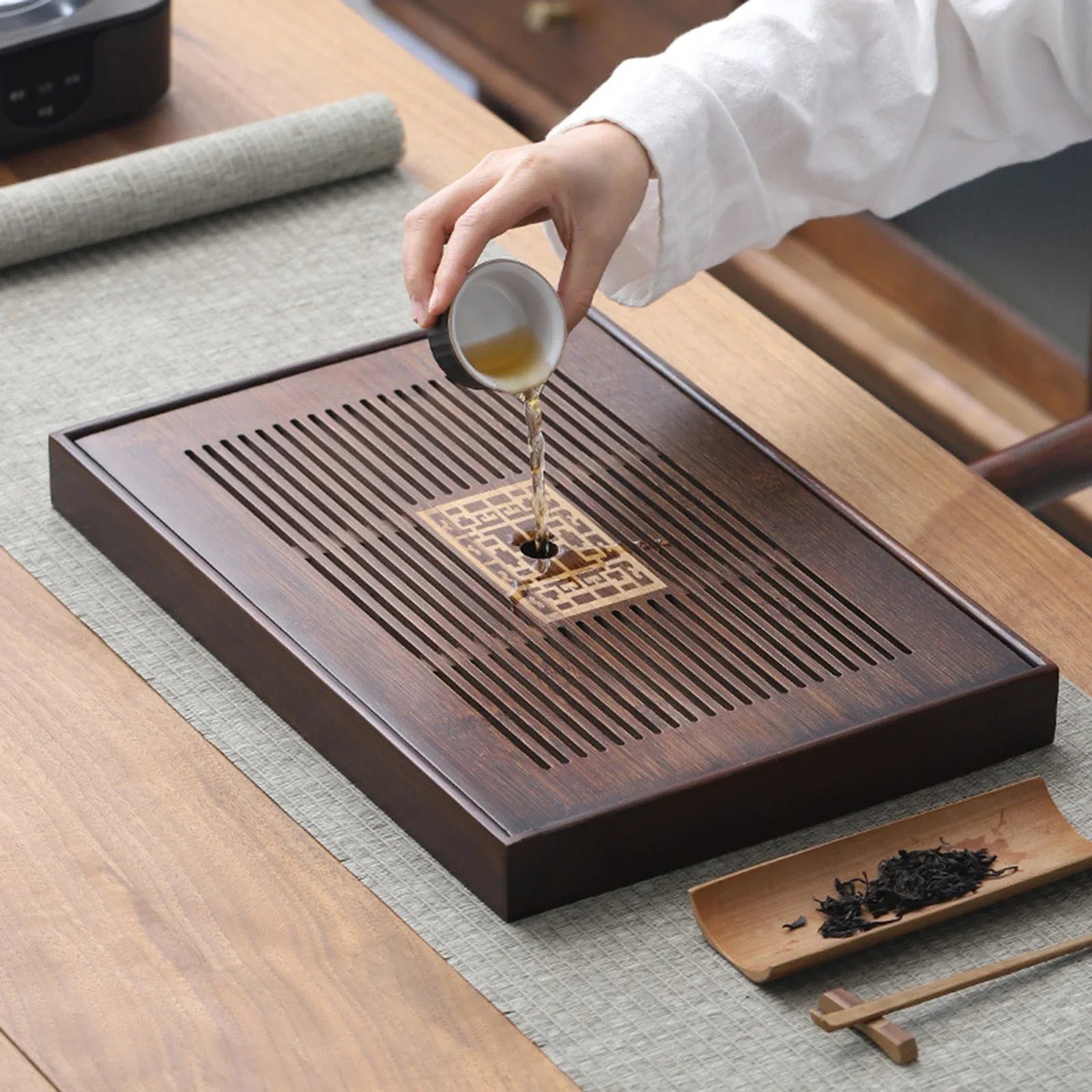 BambooCraft | Elegant Multi-Purpose Bamboo Tea Serving Tray with Drainage 2