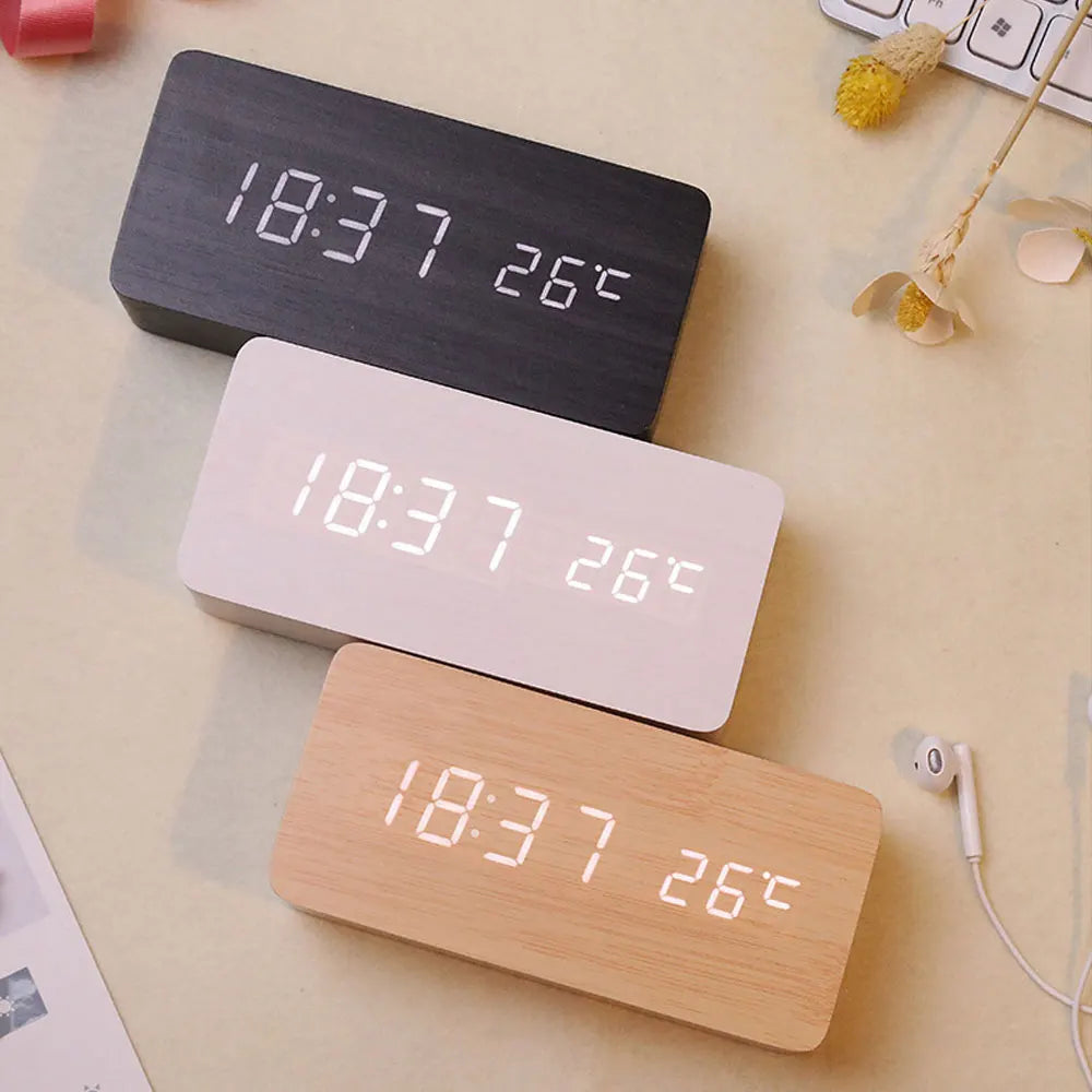 BambooGlow | Elegant Smart Wooden LED Alarm Clock for Bedroom 3