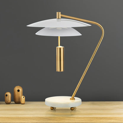 EleganceStone – White Aluminium Lamp with Marble Base