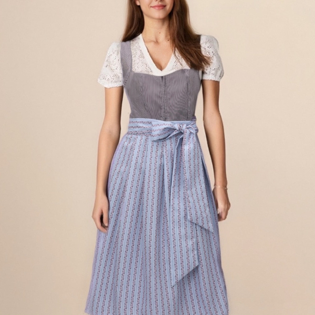 Bavarian dirndl dress with striped apron – Oktoberfest | Classic traditional style for authentic Wiesn moments 0