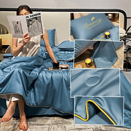 Bedding Set Blue Silk Cooling Summer Quilt 0