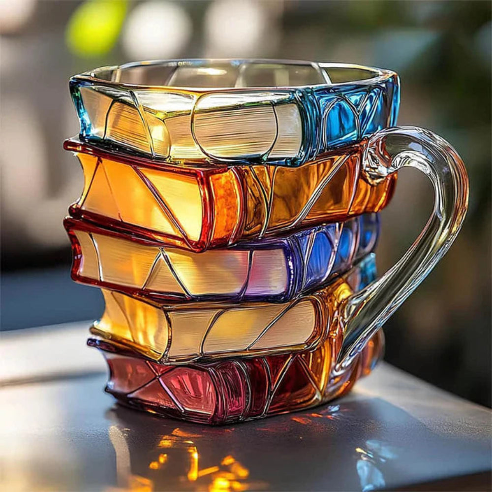 BiblioBrew | Glass Coffee Mug with Book Spine Design – Perfect for Literature Lovers 0