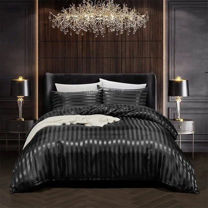 VelvetDream - Black Satin Bed Set