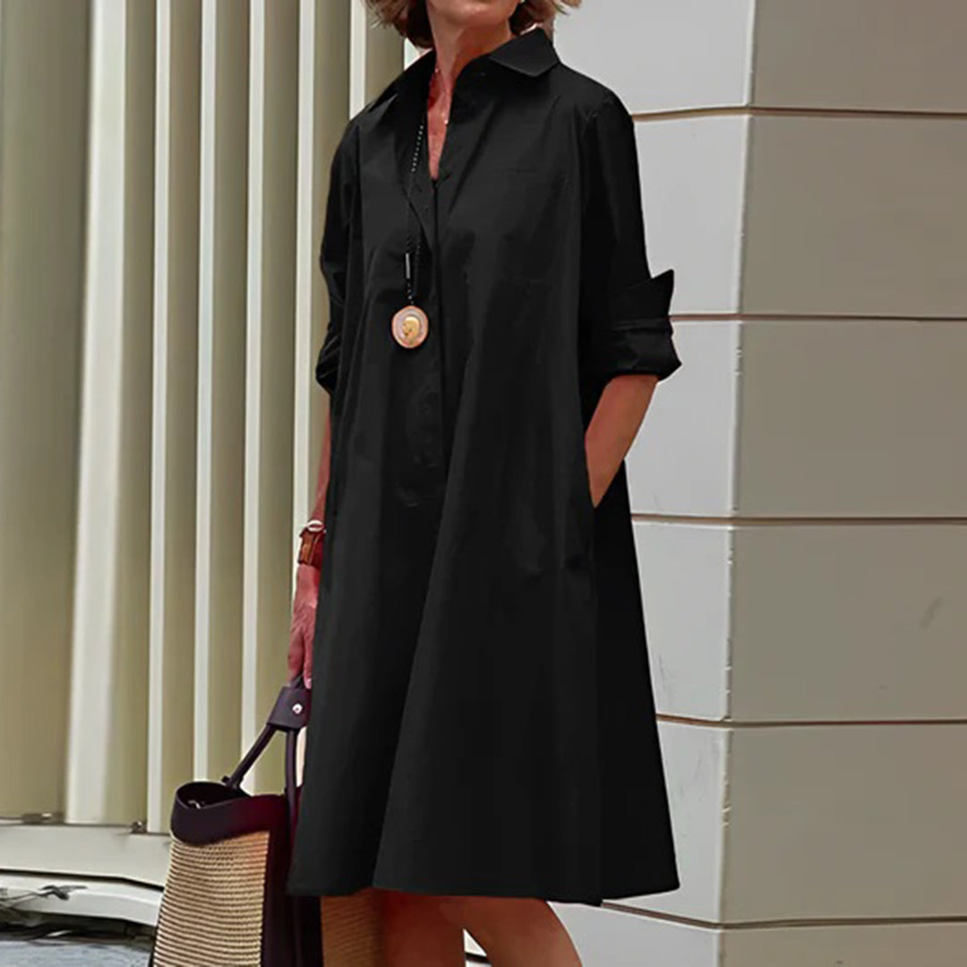 Elegant Long Sleeve Women's Dress - Comfortable Formal Spring Fashion-1
