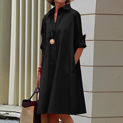Elegant Long Sleeve Women's Dress - Comfortable Formal Spring Fashion-1