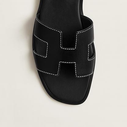 Black Flat Sandals for Women with Adjustable Straps and Ergonomic Footbed – Stylish Cut Out Design 6