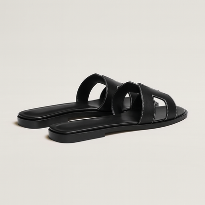 Black Flat Sandals for Women with Adjustable Straps and Ergonomic Footbed – Stylish Cut Out Design 7