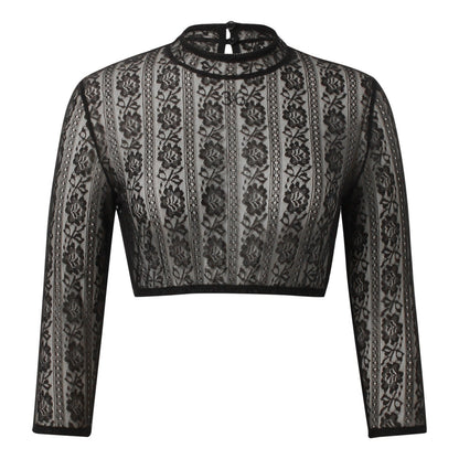 Black dirndl blouse with lace – Oktoberfest | Elegant Bavarian top in traditional costume style 2