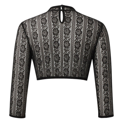 Black dirndl blouse with lace – Oktoberfest | Elegant Bavarian top in traditional costume style 3