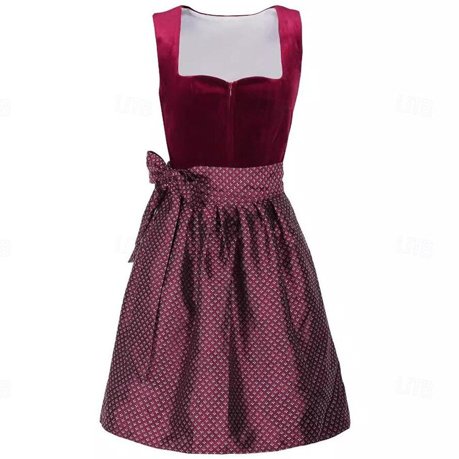 Black traditional dress with floral embroidery – vintage dirndl with apron for Oktoberfest 1
