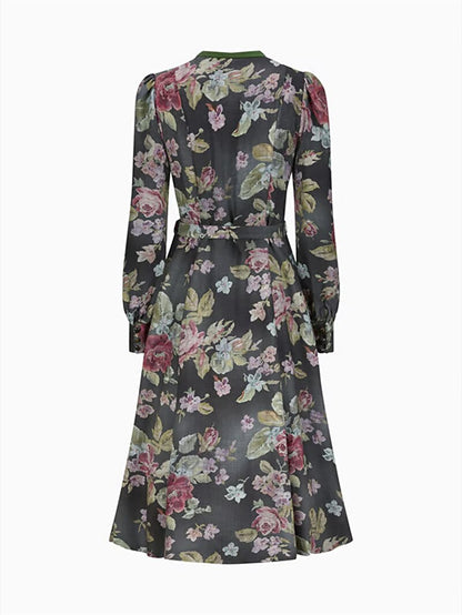 Black vintage dirndl dress with floral pattern – Oktoberfest | With apron for a classic traditional style 6