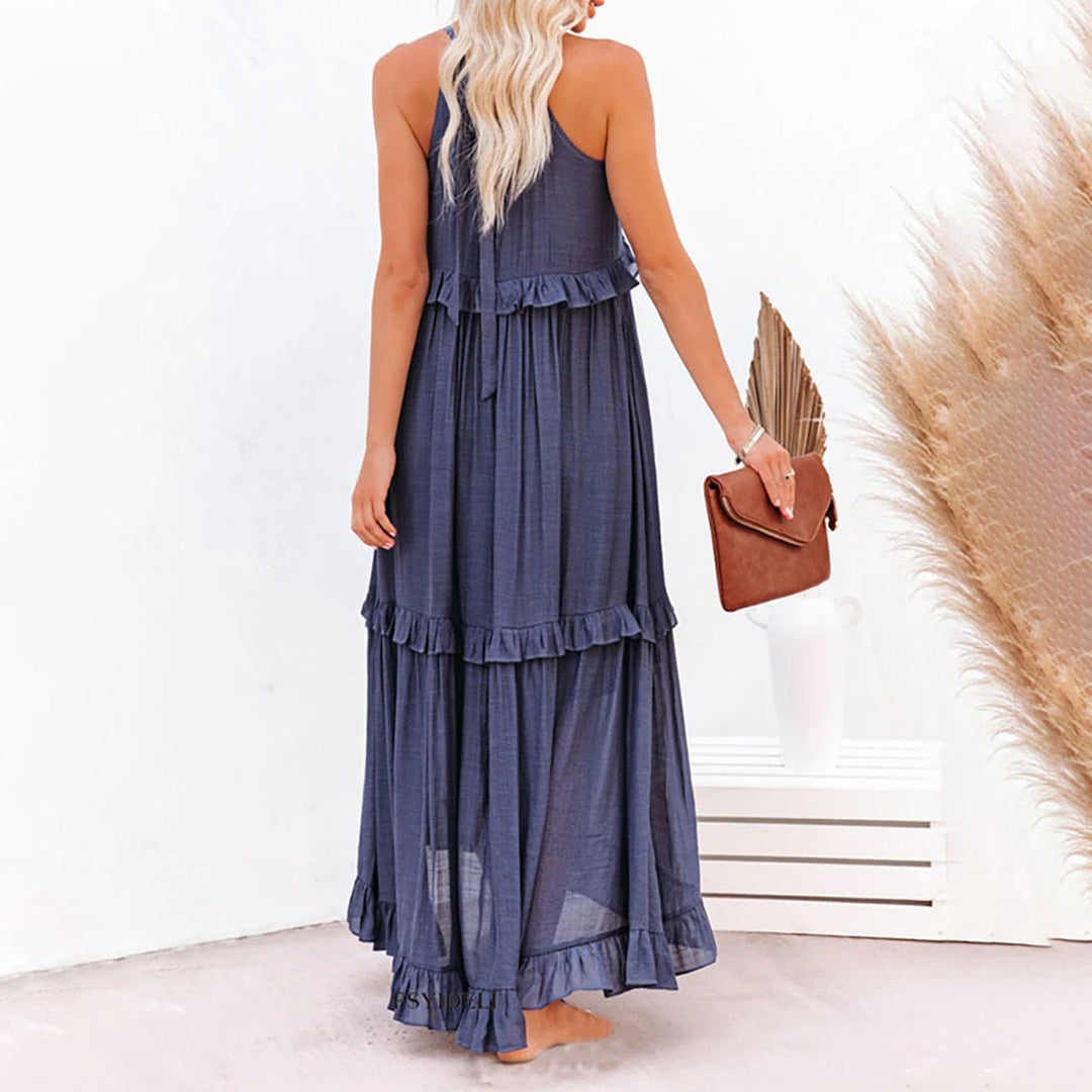 Elegant Layered Floral Maxi Dress for Women - Versatile Long Dress for All Occasions-2