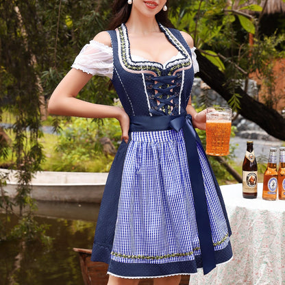 Blue 3-piece dirndl set – Oktoberfest | With blouse & apron for a traditional look 1