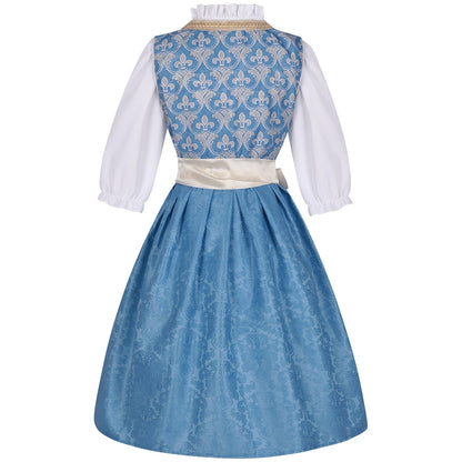 Blue dirndl dress with blouse & lace apron – Oktoberfest | Festive traditional costume for women 3