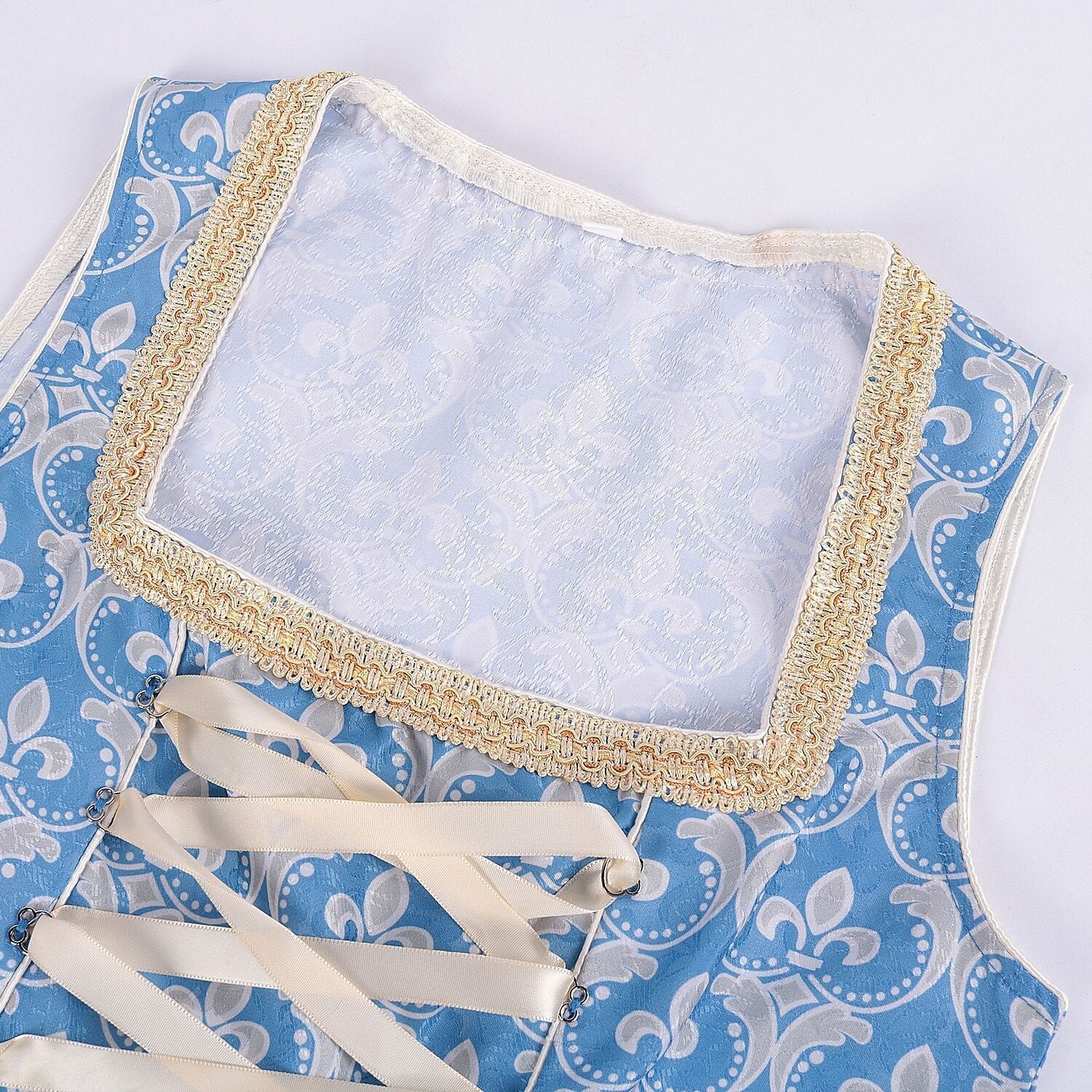Blue dirndl dress with blouse & lace apron – Oktoberfest | Festive traditional costume for women 4