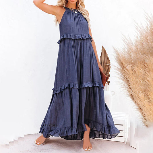 Elegant Layered Floral Maxi Dress for Women - Versatile Long Dress for All Occasions-1