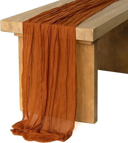 BlushGauze | Elegant Pleated Cotton Cheesecloth Table Runner Set of 10 10