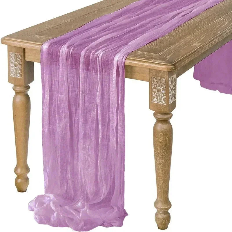 BlushGauze | Elegant Pleated Cotton Cheesecloth Table Runner Set of 10 14